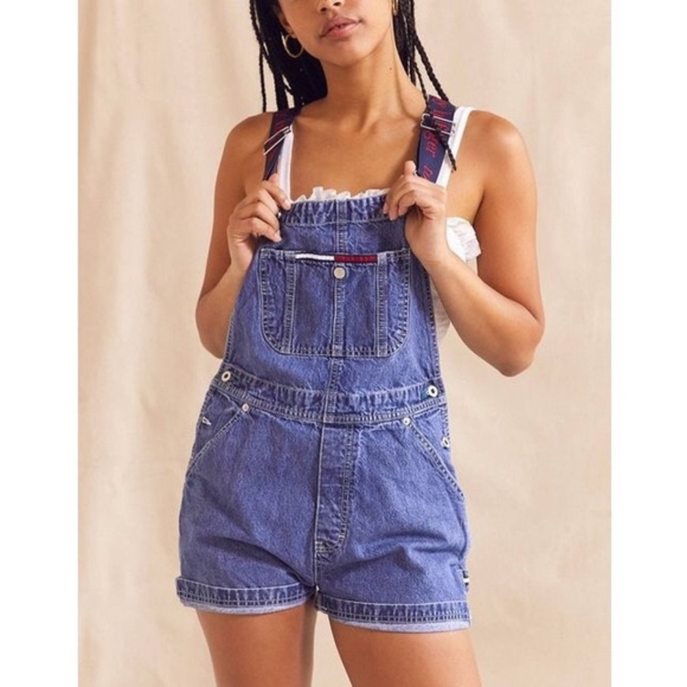 Vintage Tommy Hilfiger Overall Bib Shorts 90s Y2K - Picture 1 of 5